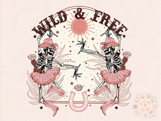Wild and Free PNG-Western Sublimation Digital Design Download-cowgirl png, ballerina png, dancer png, skeleton png, little girl png designs