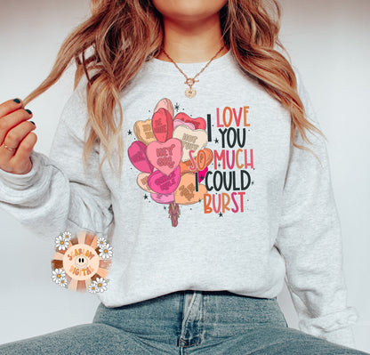 I Love You So Much I Could Burst PNG-Valentines Day Sublimation Digital Design Download-hearts png design, balloons png, girly sublimation