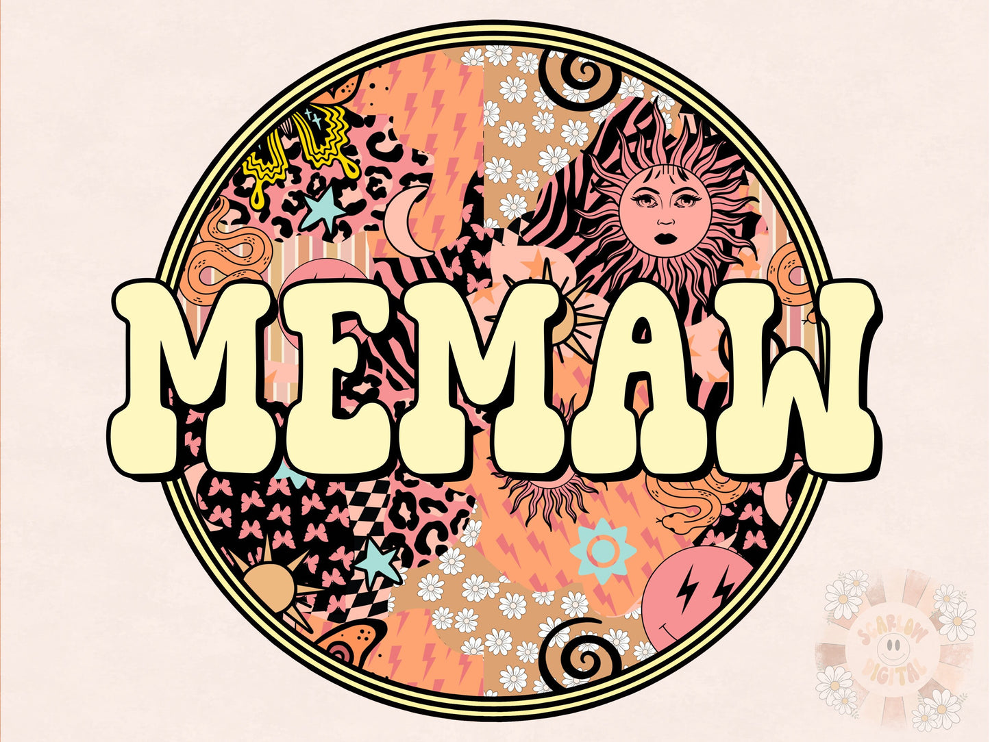 Memaw PNG-Bohemian Sublimation Digital Design Download-boho png design, hippie png, png for grandmother, western png, retro png, Memaw png