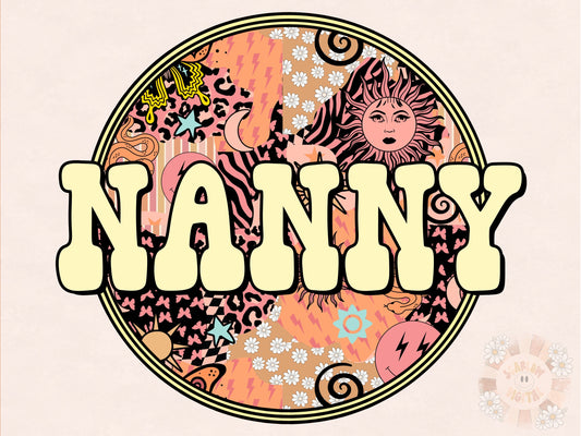Nanny PNG-Bohemian Sublimation Digital Design Download-boho png design, hippie png, png for grandmother, western png, retro nanny png design