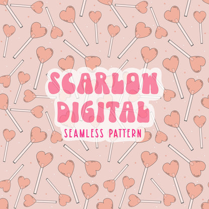 Sucker Seamless Pattern-Valentines Day Sublimation digital design download- valentine fabric pattern, boho sublimation, hearts seamless