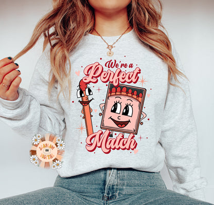 We’re a Perfect Match PNG-Valentines Day Sublimation Digital Design Download-funny vday png, retro sublimation, hearts png, vday tshirt png