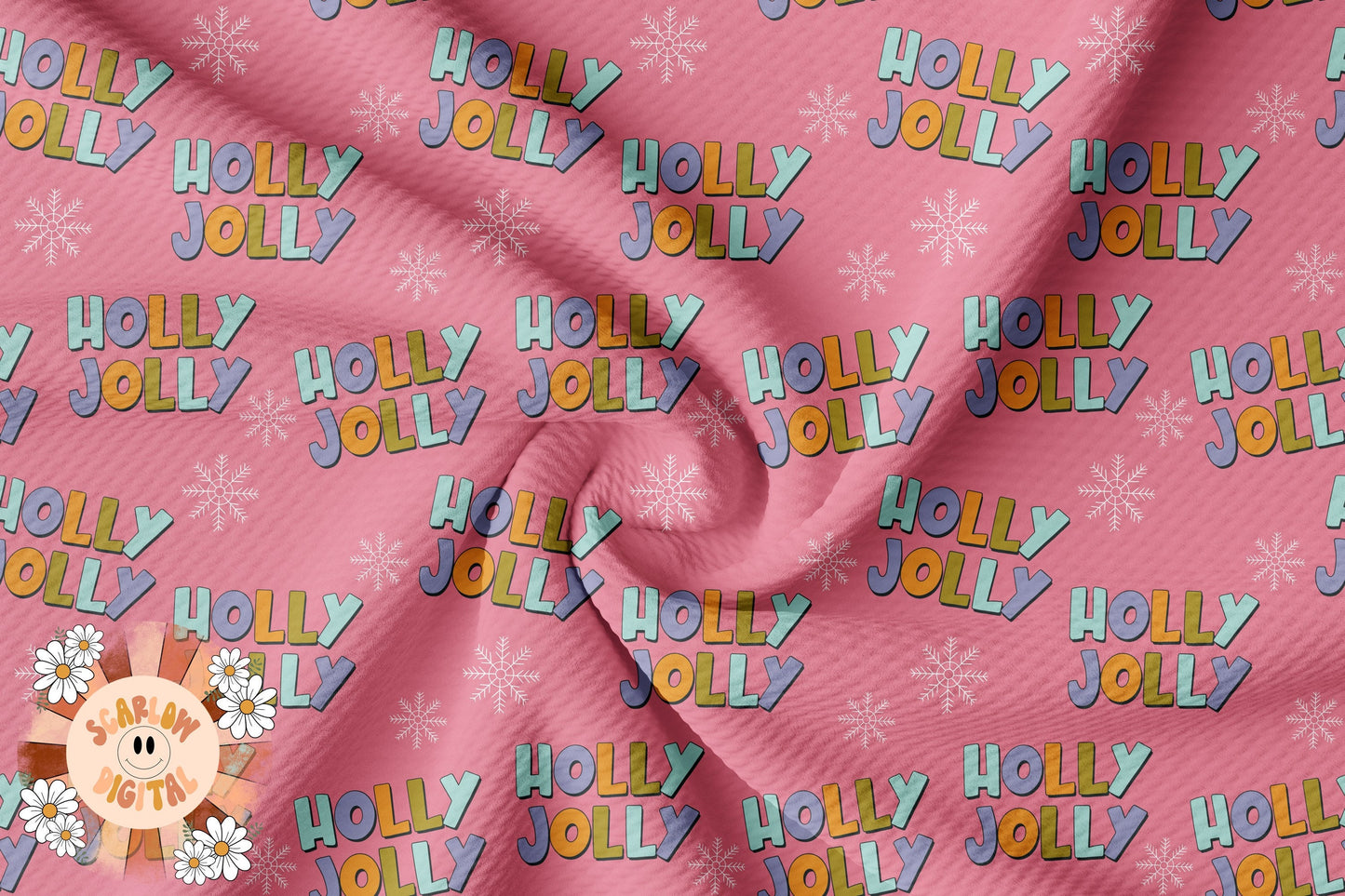 Holly and Jolly Seamless Pattern-Christmas Sublimation Digital Design Download-girly Christmas seamless file, groovy Xmas seamless designs