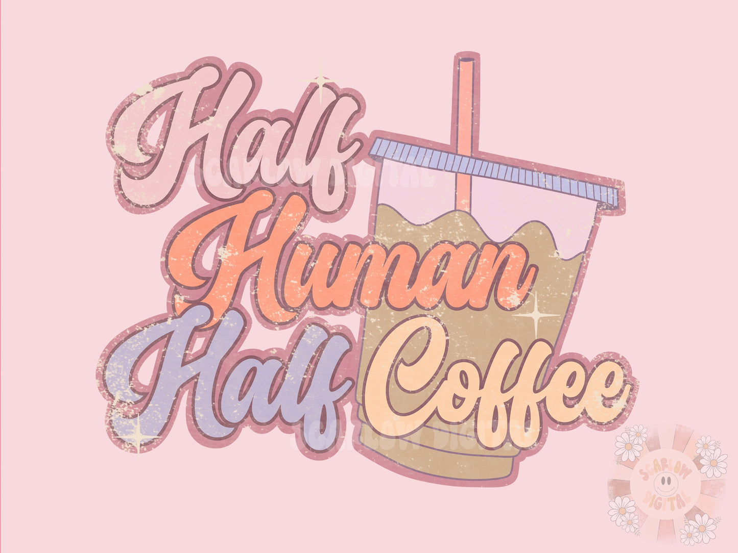 Half Human Half Coffee PNG-Iced Coffee Sublimation Digital Design Download-vintage coffee png, vintage sublimation, grunge png, coffee png
