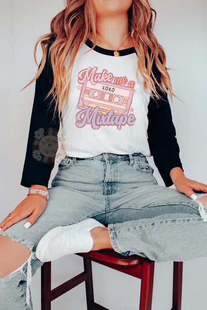 Make Me a Mixtape PNG-Valentines Sublimation Digital Design Download-retro png, vintage vday png, throwback png, music png, vday designs