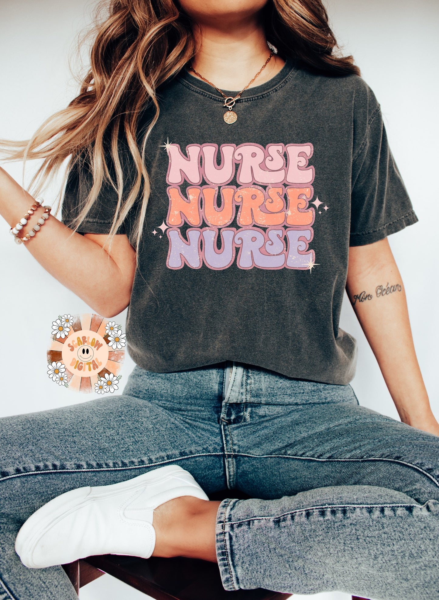 Nurse PNG-Vintage Sublimation Digital Design Download-retro nurse png, nurse tshirt design, boho nurse png, png for nurses, healthcare png