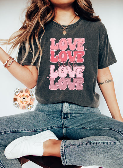 Love Love Love PNG-Valentines Day Sublimation Digital Design Download-xoxo png, vintage vday png, heart png, happy Valentines Day png