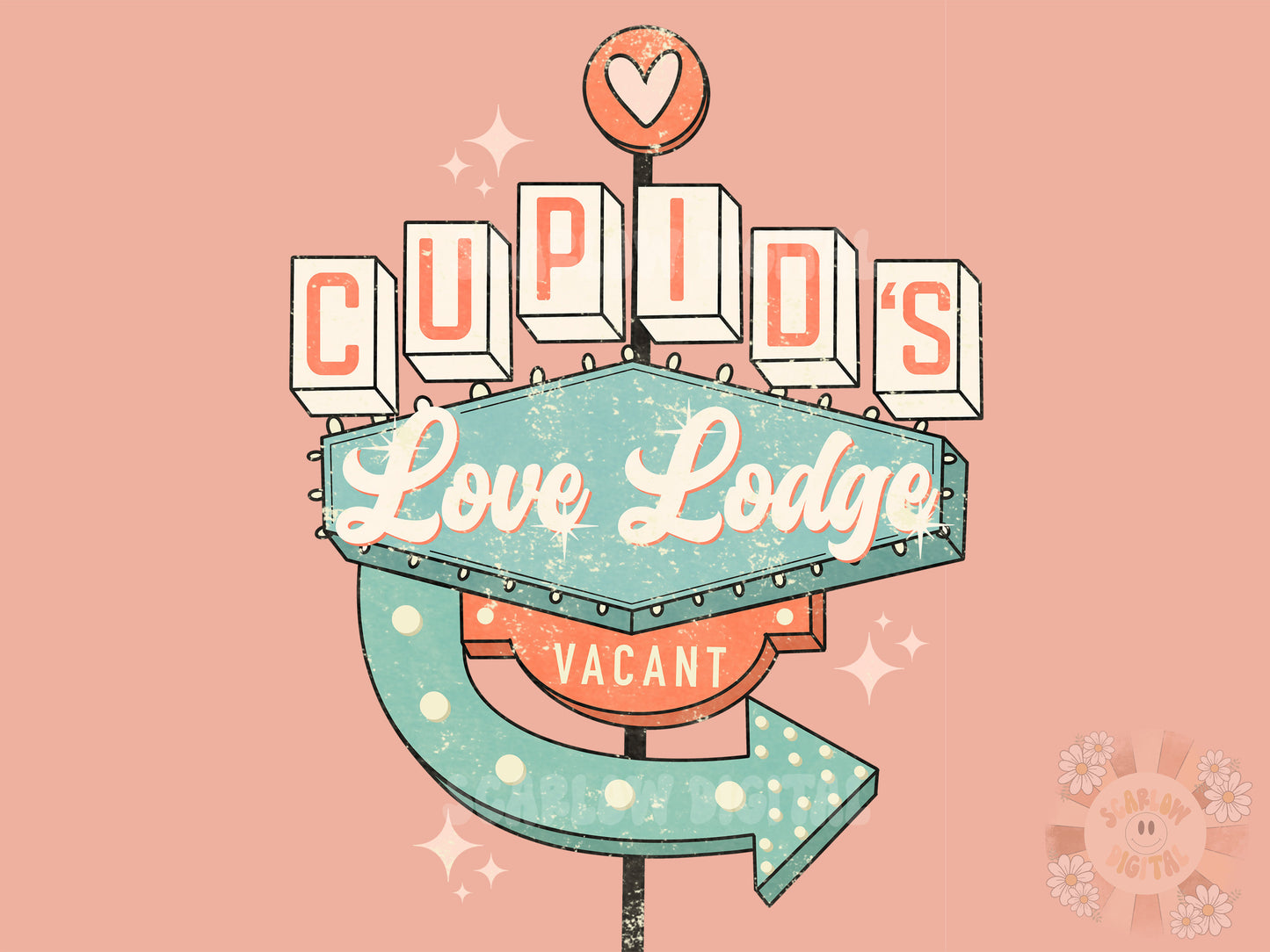 Cupids Love Lodge PNG-Valentines Day Sublimation Digital Design Download-cupid png, xoxo png, vintage vday png, retro png, vday tshirt png