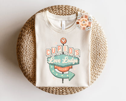 Cupids Love Lodge PNG-Valentines Day Sublimation Digital Design Download-cupid png, xoxo png, vintage vday png, retro png, vday tshirt png