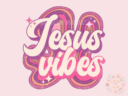 Jesus Vibes PNG-Retro Sublimation Digital Design Download-groovy png, Christian tshirt design, hippie png, Jesus tshirt png, bible png