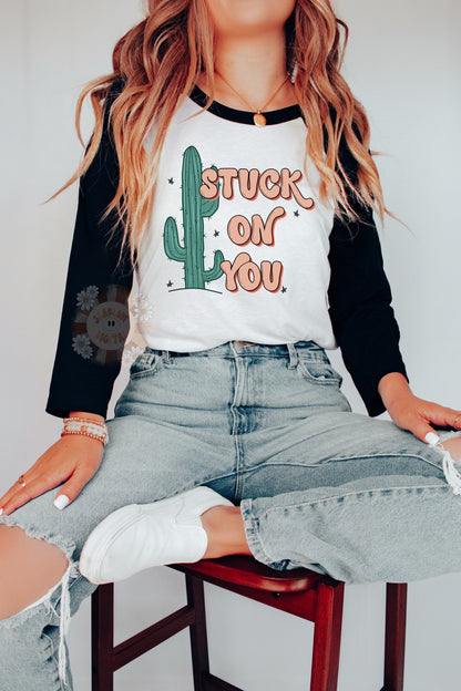 Stuck on You PNG-Valentines Day Sublimation Digital Design Download-western png, cactus png, cowboy valentine png, png for boys, vday png