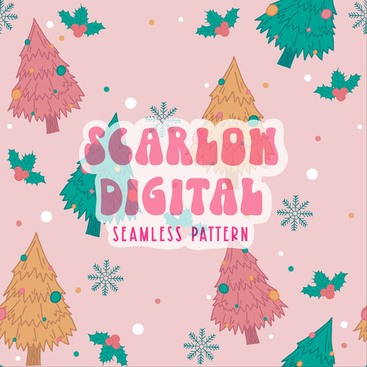 Christmas Tree Seamless Pattern Sublimation Digital Design Download-Xmas Sublimation, Santa Claus Patterns, boho Xmas design, retro png