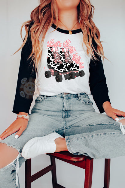 Let's Roll Girls PNG-Rollerskate Sublimation Digital Design Download-western png, cowgirl png, cowhide png, groovy cowgirl png, hippie png