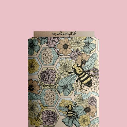 Honey Bee Seamless Pattern-Floral Sublimation Digital Design Download-flowers seamless file, honey sublimation, spring seamless pattern file