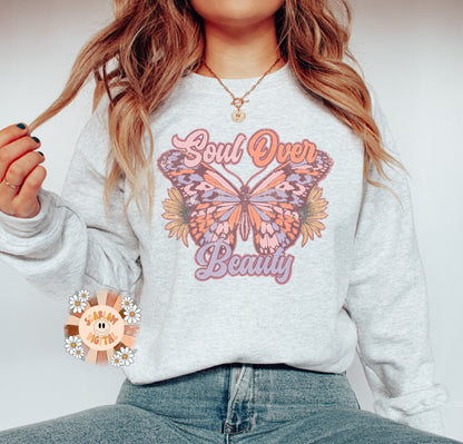 Soul Over Beauty PNG-Butterfly Sublimation Digital Design Download-vintage png design, boho png, inspirational png, tshirt png for women