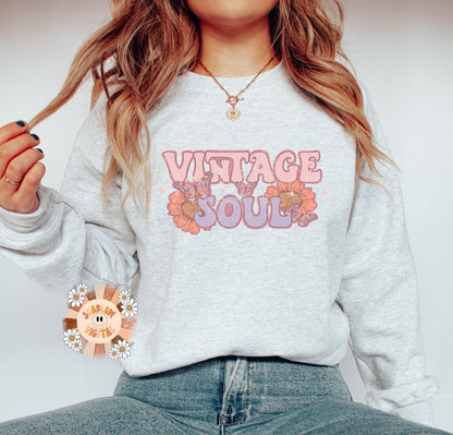 Vintage Soul PNG-Sublimation Digital Design Download- retro tshirt design, floral png, butterfly png, boho png, hippie png, grunge effect