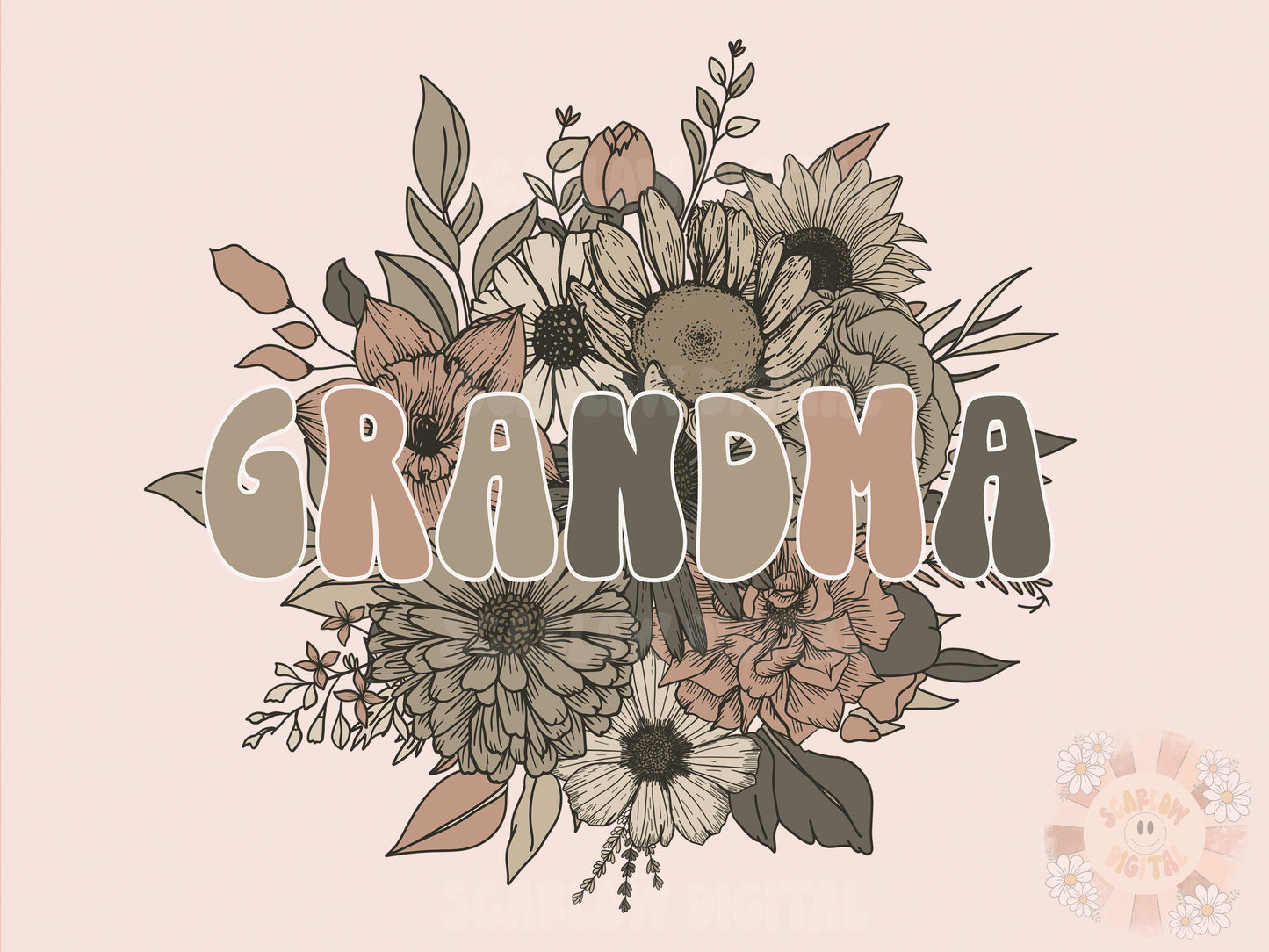 Floral Grandma PNG-Sublimation Design Download- grandma sublimation, grandmother png, retro grandma png, summer grandma png, vintage grandma