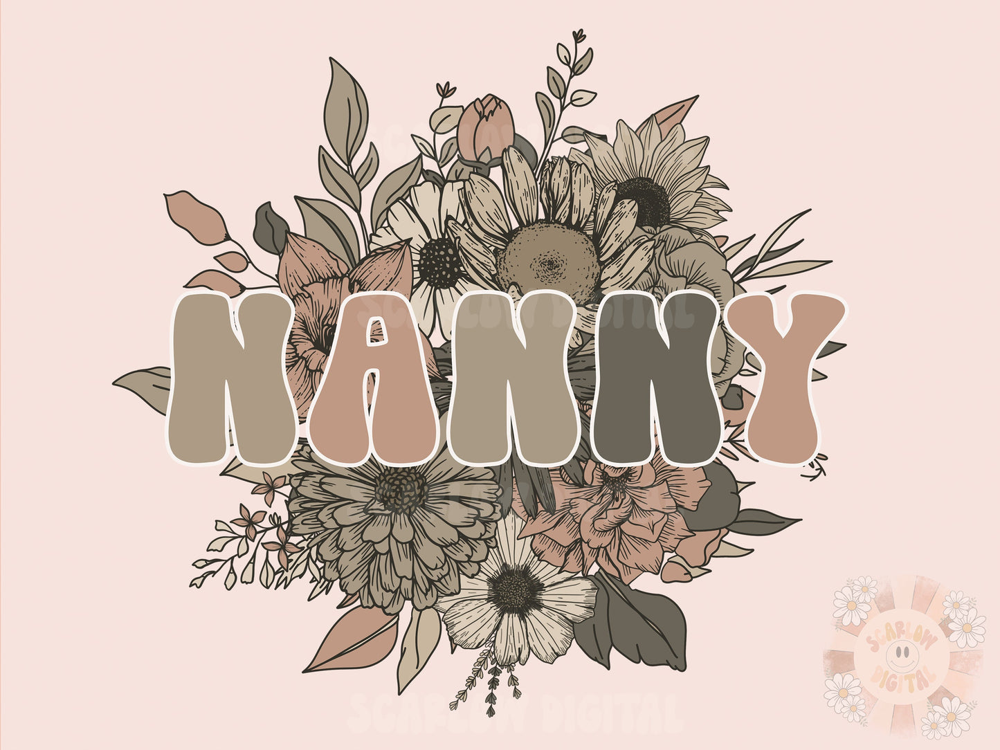 Floral Nanny PNG-Sublimation Design Download-Nanny sublimation, nanny png, retro nanny png, summer nanny png, vintage nanny png design