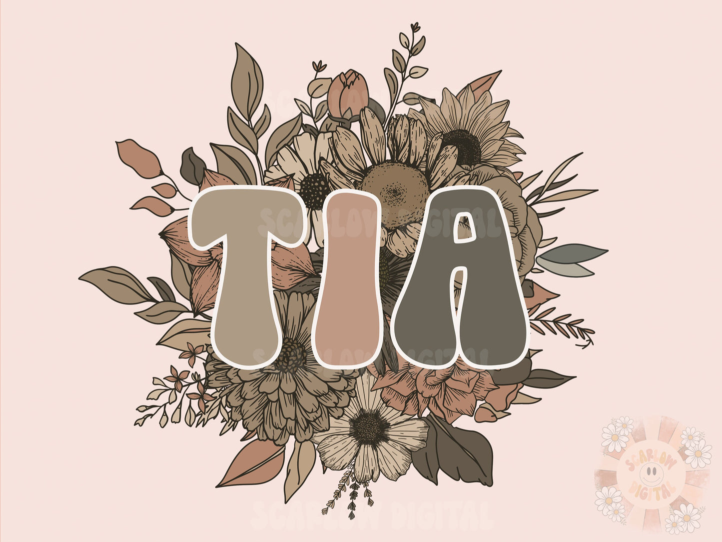 Floral Tia PNG-Sublimation Design Download-tia sublimation, tia png, retro tia png, summer tia png, vintage aunt png design, png for tia
