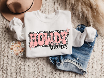 Howdy Bitches PNG-Western Sublimation Digital Design Download-cowgirl png, png for women, country girl png, funny western png, cowhide png