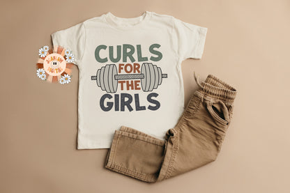 Curls For The Girls PNG-Boy Sublimation Digital Design Download-gym buddy png, little boy png, Valentines Day png, barbell png, gym png