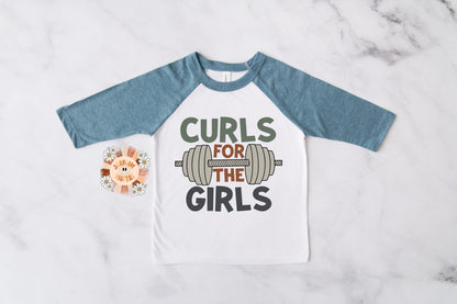 Curls For The Girls PNG-Boy Sublimation Digital Design Download-gym buddy png, little boy png, Valentines Day png, barbell png, gym png