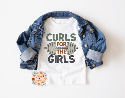 Curls For The Girls PNG-Boy Sublimation Digital Design Download-gym buddy png, little boy png, Valentines Day png, barbell png, gym png