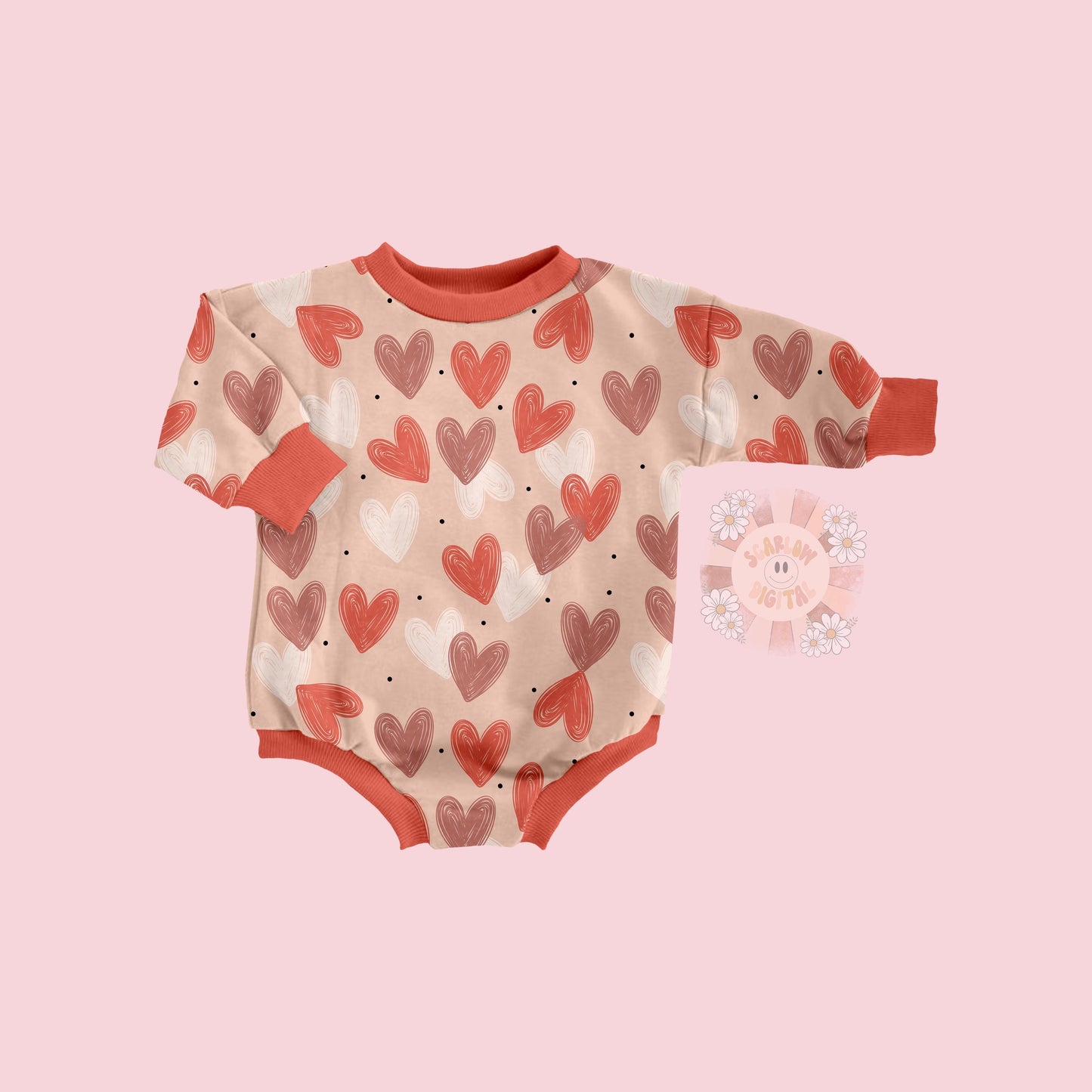 Doodle Hearts Seamless Pattern-Valentines Day Sublimation Digital Design Download-xoxo seamless pattern, vday sublimation, hearts seamless