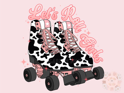 Let's Roll Girls PNG-Rollerskate Sublimation Digital Design Download-western png, cowgirl png, cowhide png, groovy cowgirl png, hippie png