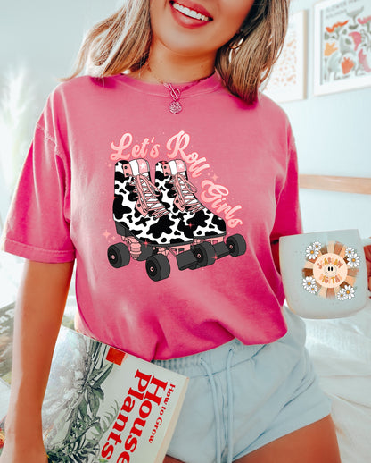 Let's Roll Girls PNG-Rollerskate Sublimation Digital Design Download-western png, cowgirl png, cowhide png, groovy cowgirl png, hippie png