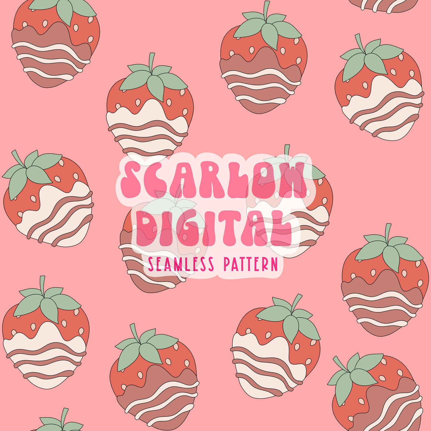 Chocolate Covered Strawberries Seamless Pattern-Valentines Day Sublimation Digital Design Download-xoxo seamless file, love sublimation png
