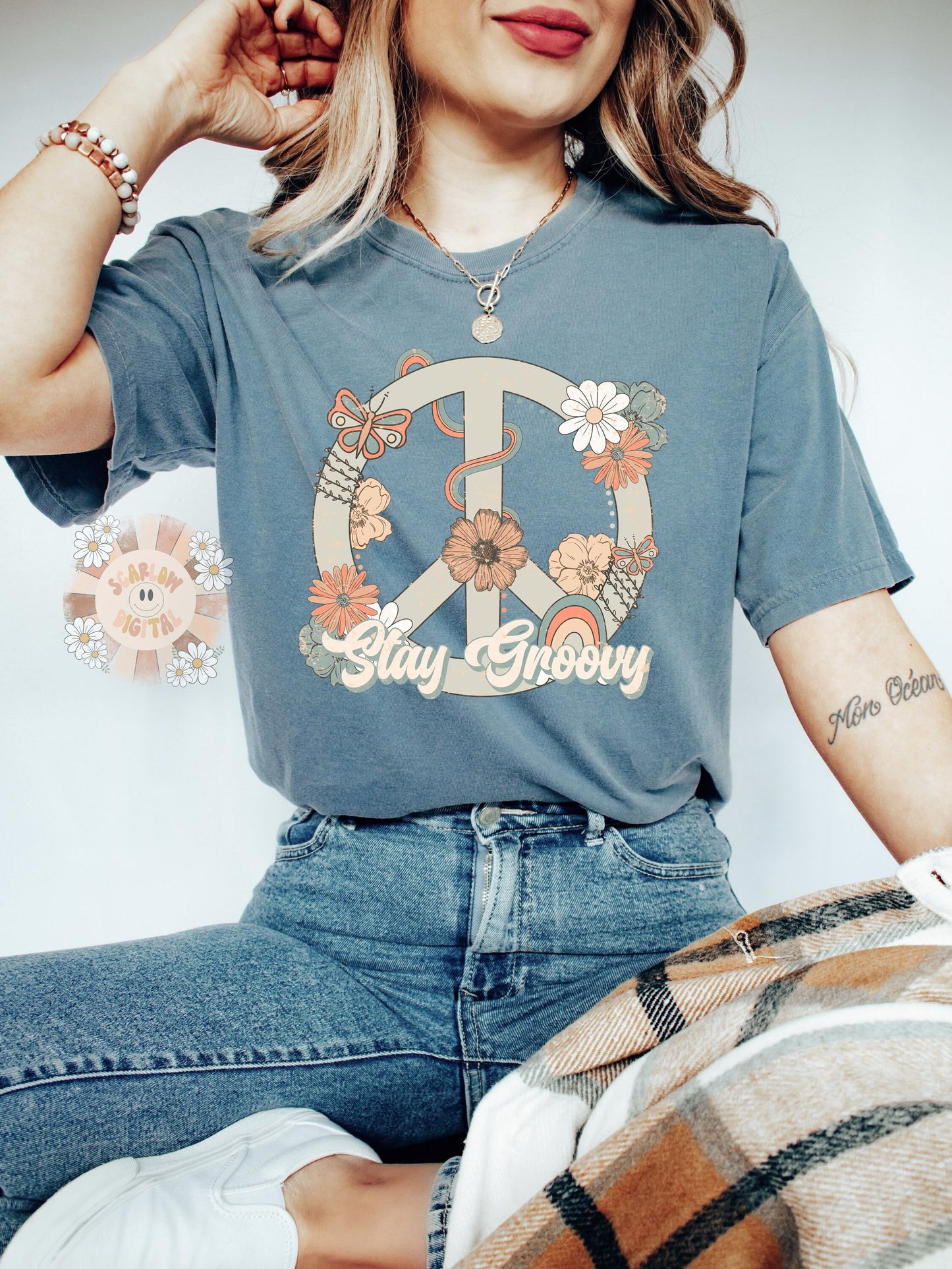 Stay Groovy PNG-Peace Sign Sublimation Digital Design Download-floral png, hippie tshirt designs, flowers png designs, boho png, retro png