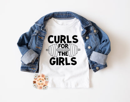 Curls For The Girls SVG-Valentines Day Cricut Cut File-little boy SVG, SVG for boys, vday svg, workout buddy svg, gym svg, barbell svg