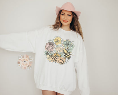 Sweet Like Honey PNG-Floral Sublimation Digital Design Download-honey bee png, flowers png, spring png design, summer png, honeycomb png