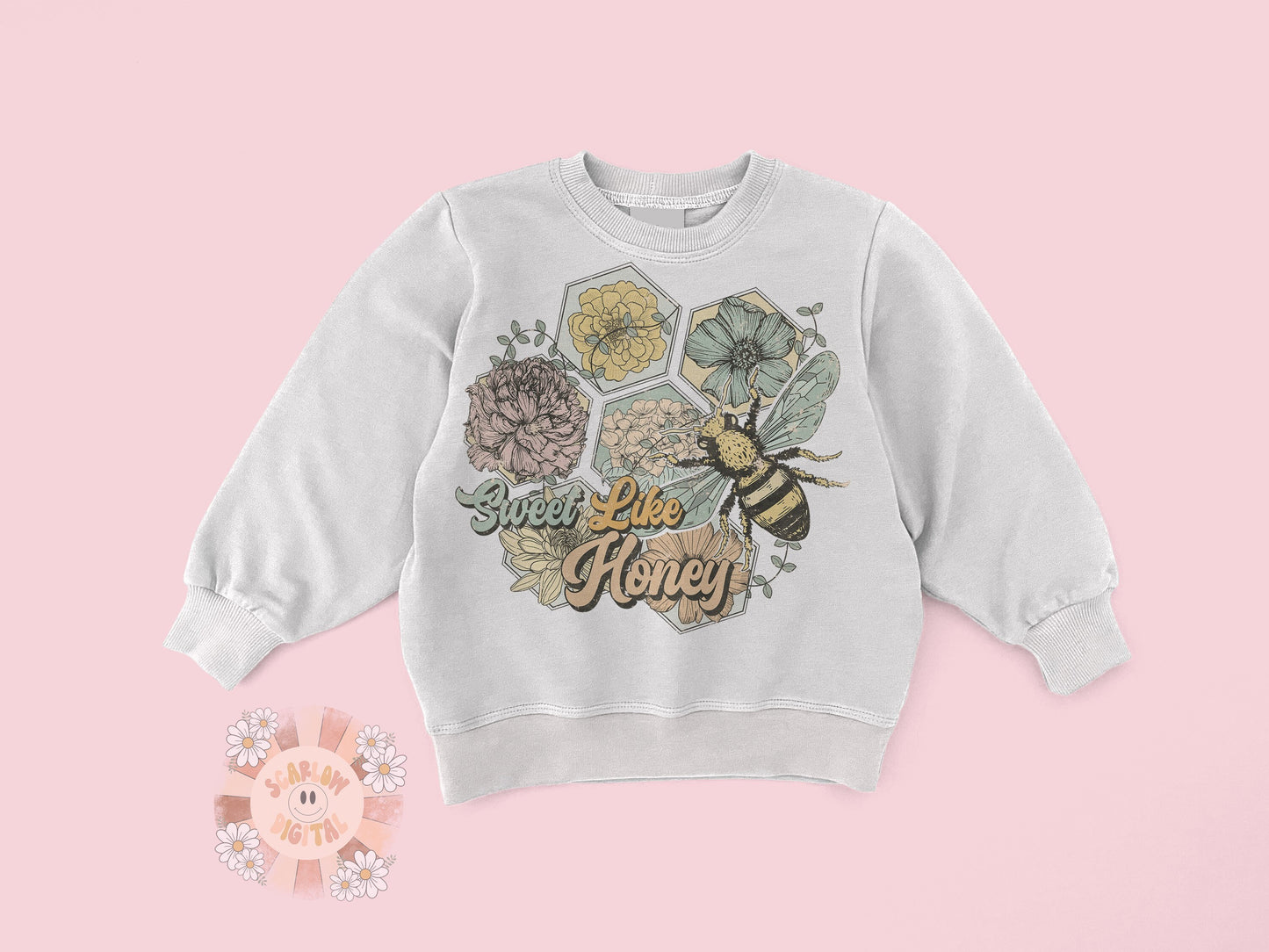 Sweet Like Honey PNG-Floral Sublimation Digital Design Download-honey bee png, flowers png, spring png design, summer png, honeycomb png