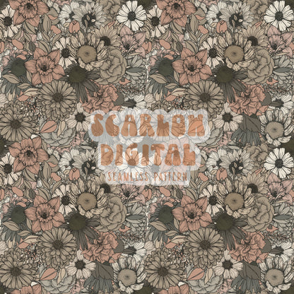 Floral Seamless Pattern Sublimation Digital Design Download-flowers seamless pattern, fall sublimation, spring flowers seamless pattern