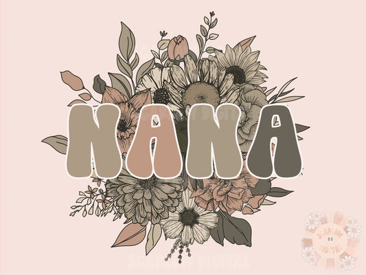 Floral Nana PNG-Sublimation Design Download-Nana sublimation, nana png, retro nana png, summer nana png, vintage nana png sublimation design