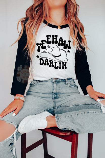 Yeehaw Darlin SVG-Western Digital Design Download-cowgirl svg, cowgirl hat SVG, country girl SVG, southern belle svg, svg for little girls