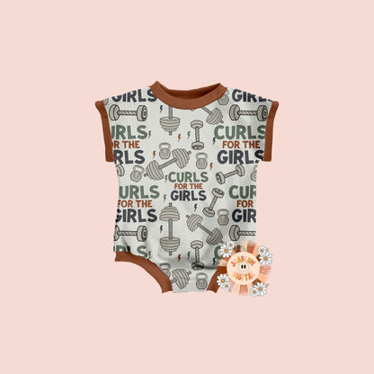 Curls For The Girls Seamless Pattern-Boy Sublimation Digital Design Download-dumbell seamless pattern, gym sublimation, little boy designs