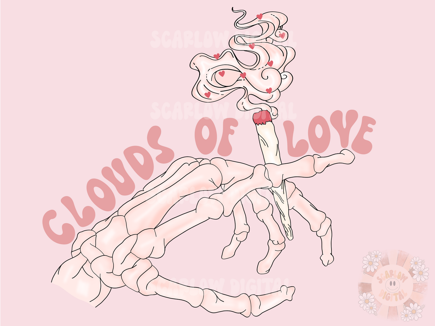 Clouds of Love PNG-Valentine’s Day Sublimation Digital Design Download-smoking png design, cigarette png, xoxo png, hearts png, vday png