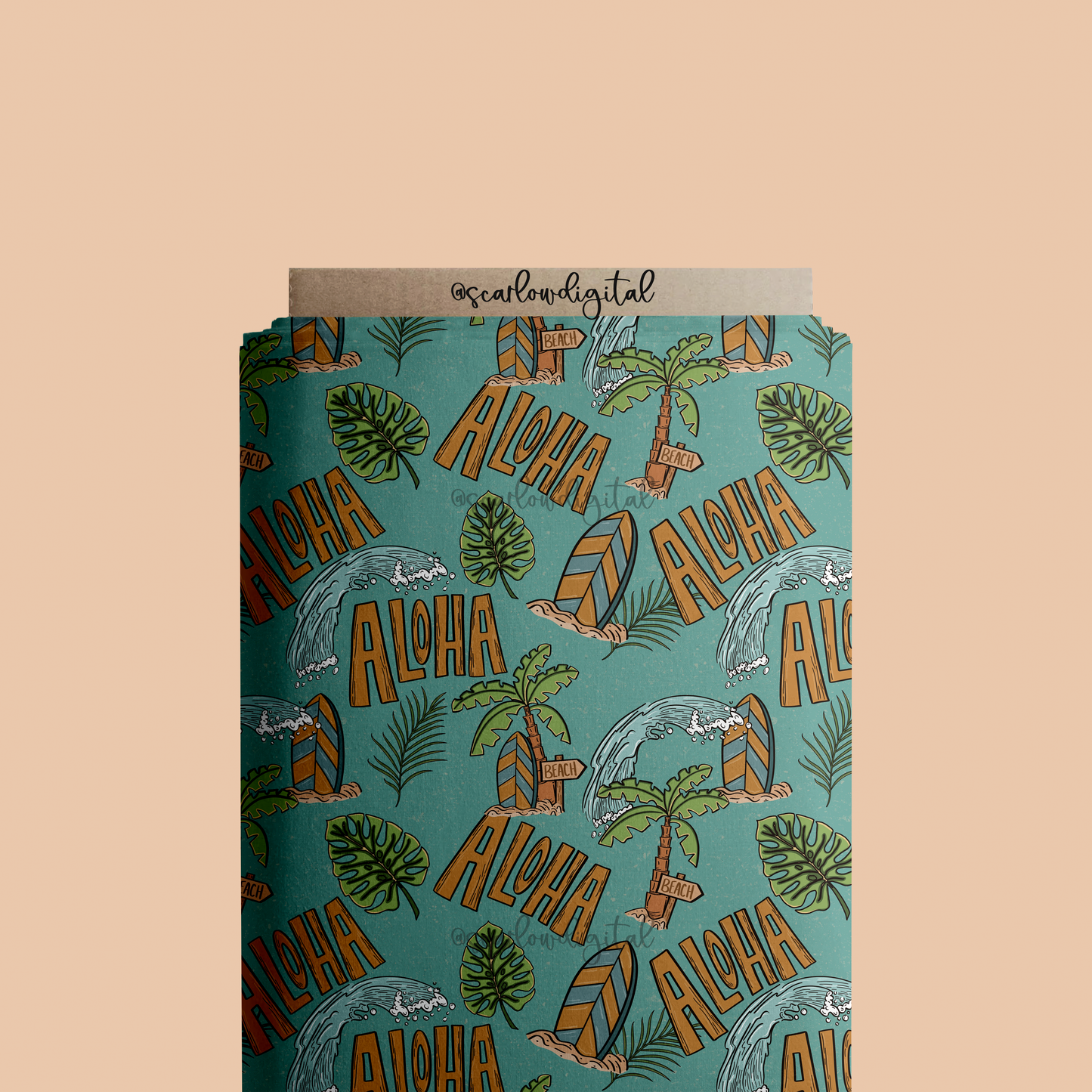 Aloha Seamless Pattern-Hawaiian Sublimation Digital Design Download-Beachy seamless pattern, palm trees seamless pattern, summer seamless