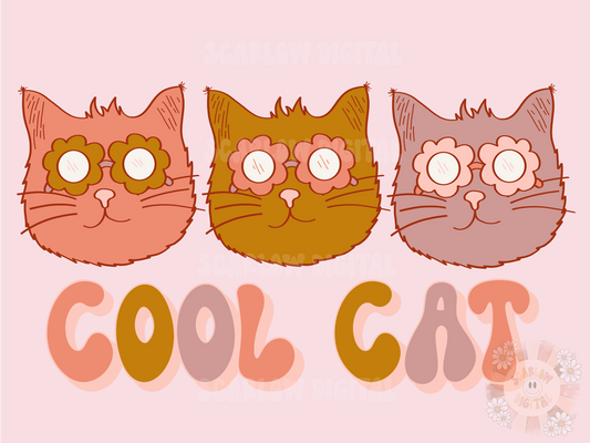 Cool Cat PNG-Cat Lovers Sublimation Digital Design Download-cats png, funny png, boho png, retro cats png, cat mom png, fur mama png design