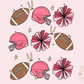 Pink Football Game Doodles PNG Sublimation Digital Design Download-football Sunday png, halftime png, bowl game png, football png for girls