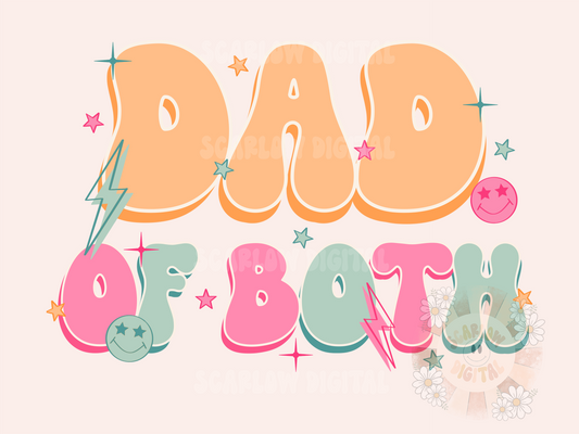 Dad of Both PNG Sublimation Digital Design Download-boy dad png, girl dad png, daddy png, Father’s Day png, stars png, lightening strike png