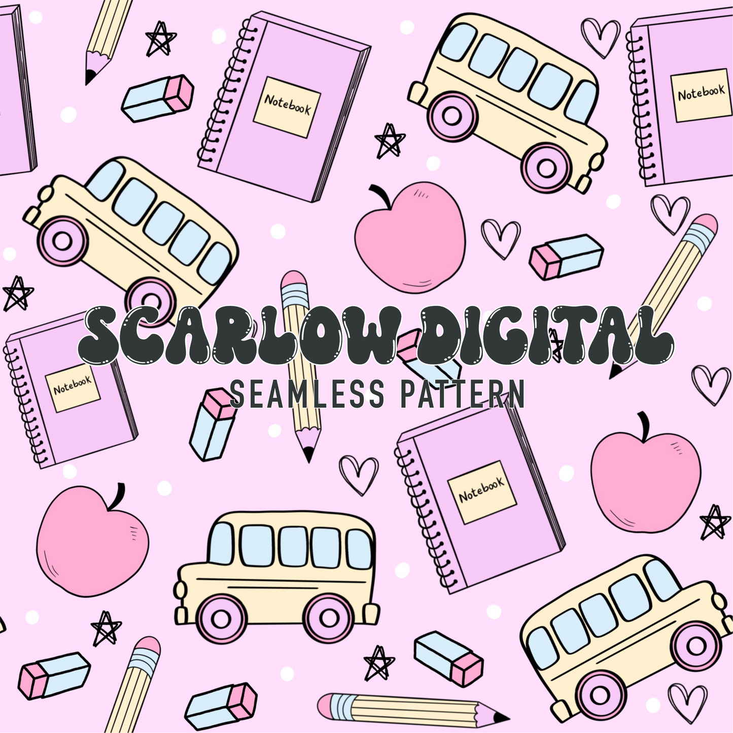 Back to School Seamless Pattern-Education Sublimation Digital Design Download-school bus seamless file, little girl design, girl seamless