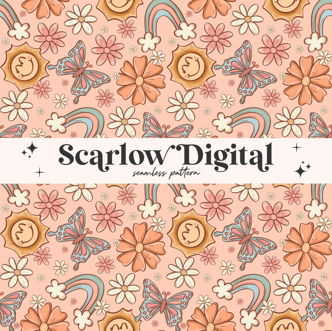 Sunshine Seamless Pattern-Summer Sublimation Digital Design Download-flowers seamless file, rainbow seamless, cottage core seamless pattern