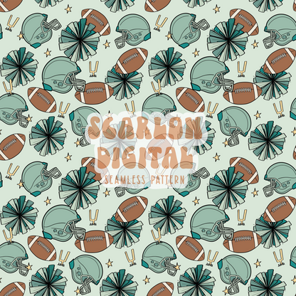 Football Doodles Seamless Pattern-Football Sunday Sublimation Digital Design Download-blue football seamless file, little boy seamless file