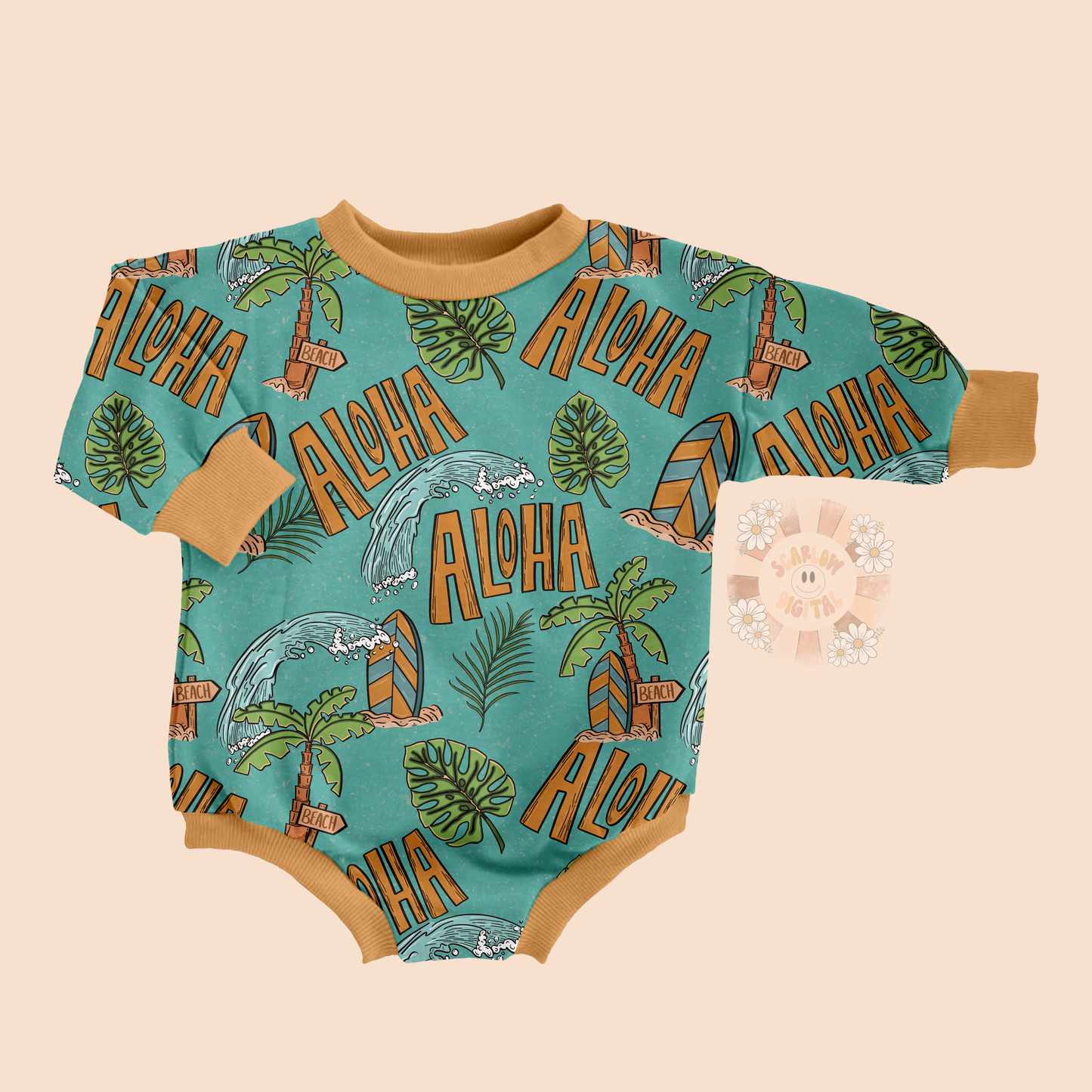 Aloha Seamless Pattern-Hawaiian Sublimation Digital Design Download-Beachy seamless pattern, palm trees seamless pattern, summer seamless