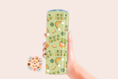 Saint Patrick’s Day Tumbler Wrap-Straight 20 oz. PNG Sublimation Digital Design Download-leprechaun tumbler wrap, rainbow sublimation png