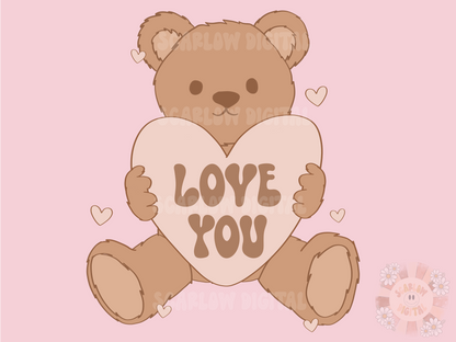 Teddy Bear PNG-Valentine’s Day Sublimation Digital Design Download-little boy png, boy vday png, love you png, boho valentine png, xoxo png